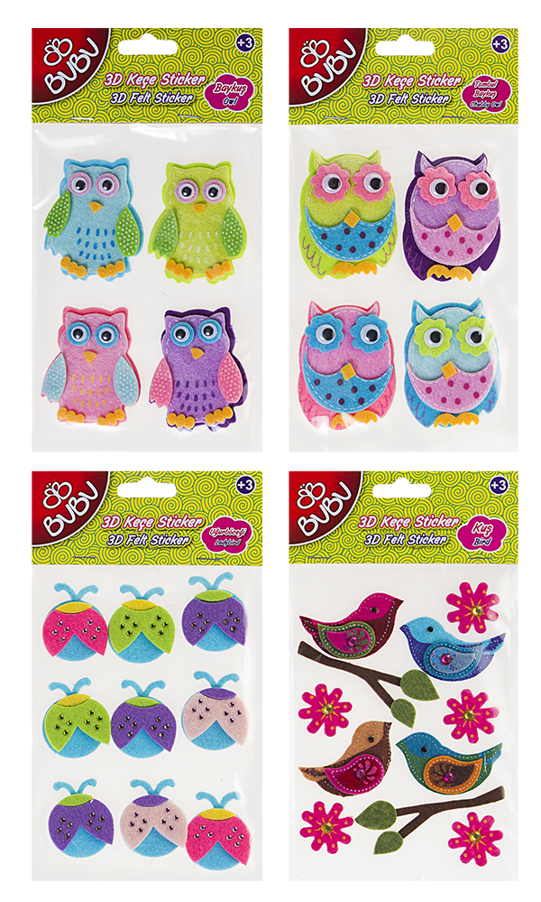 Bu-Bu 3D Keçe Sticker Hayvan Modelleri Kuş