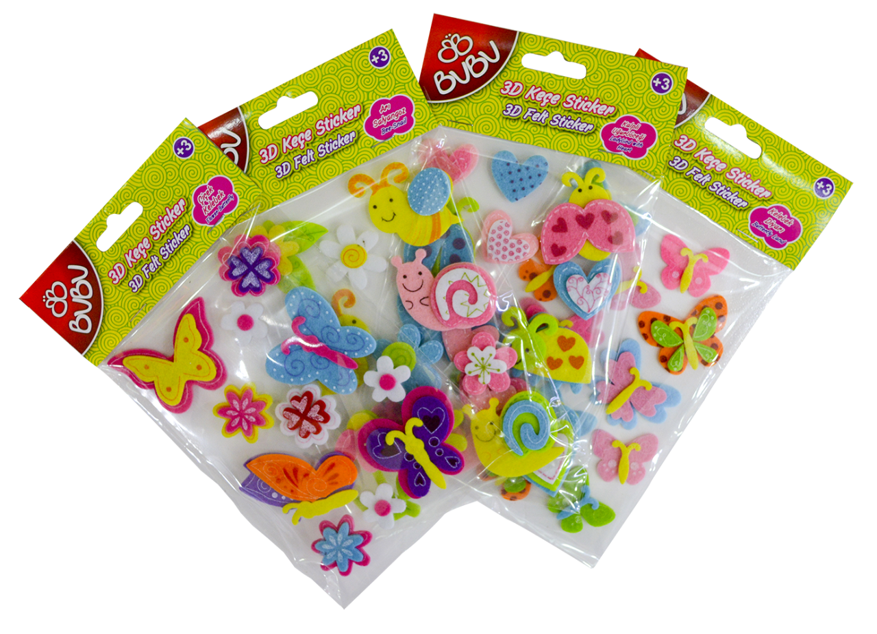 Bu-Bu 3D Keçe Sticker Çiçek+Hayvan Modelleri Arı