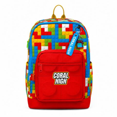 Coral High Kids Renkli Blok Desenli 2'lü Okul Seti