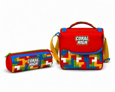 Coral High Kids Renkli Blok Desenli 2'lü Okul Seti