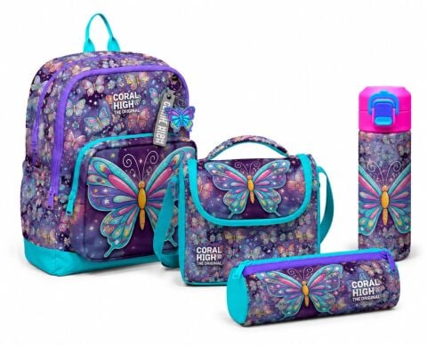 Coral High Kids Kelebek Desenli 4'lü Okul Seti
