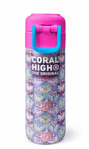 Coral High Kids Kelebek Desenli Çelik Matara