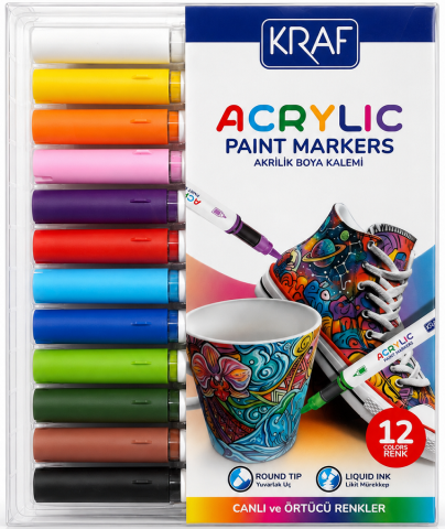 Kraf 666 Akrilik Marker Seti 12 Renk