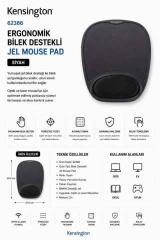 Kensington 62386 Bilek Destekli Jel Mouse Pad