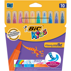 Bic Visa Fırça Uçlu Keçeli Boya Kalemi 10 Renk