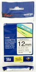 Brother TZ-Tape 12 mm Beyaz Üzerine Siyah Etiket 12TZE231
