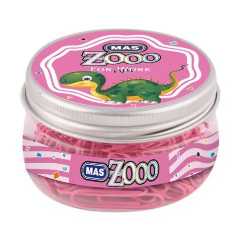 Mas Zoo Şeffaf Yuvarlak Kutuda Plastik Kaplı Ataş No:3 Pembe