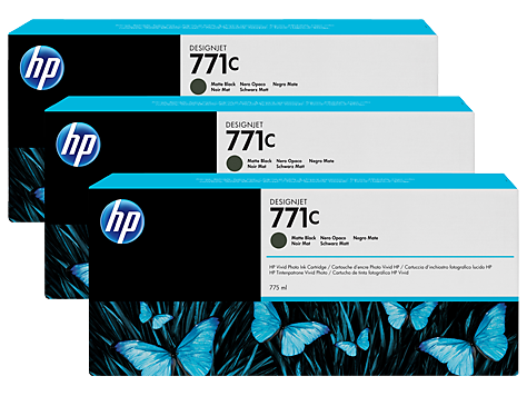 HP 771C 3-pack 775-ml Matte Black DesignJet Ink Cartridges (B6Y31A)