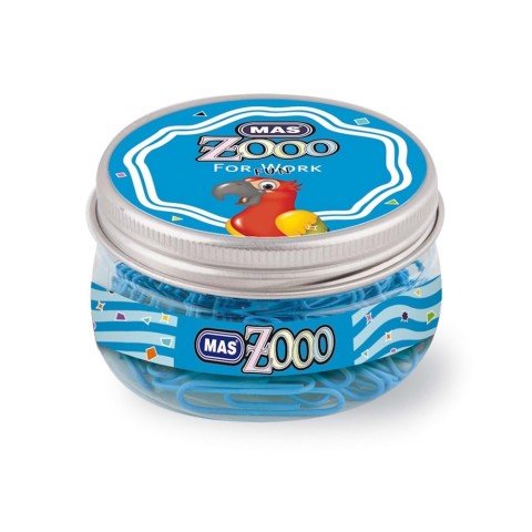 Mas Zoo Şeffaf Yuvarlak Kutuda Plastik Kaplı Ataş No:3 Mavi