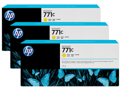 HP 771C 3'lü Paket 775 ml Sarı DesignJet Mürekkep Kartuşları (B6Y34A)