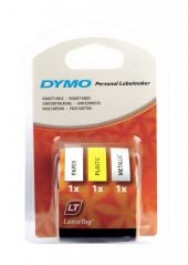 DYMO LetraTag 3lü Şerit (Kağıt+Sarı Plastik+Gri Metalik ) (59431) S0721790