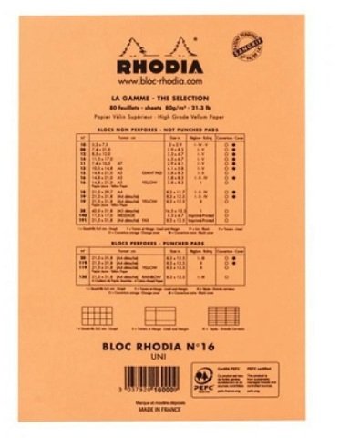 Rhodia 14.8x21 Turuncu Kapak Kareli Bloknot 80 Sayfa