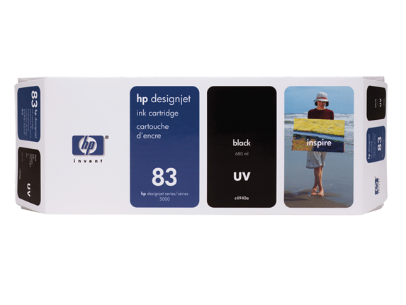 HP 83 680-ml Black DesignJet UV Ink Cartridge (C4940A)