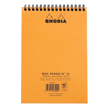Rhodia A5 Turuncu Kapak Spiralli Kareli Bloknot