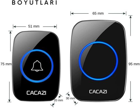 Kablosuz Uzaktan Kumandalı Kapı Zili Led Melodili 300 Metre Cacazi
