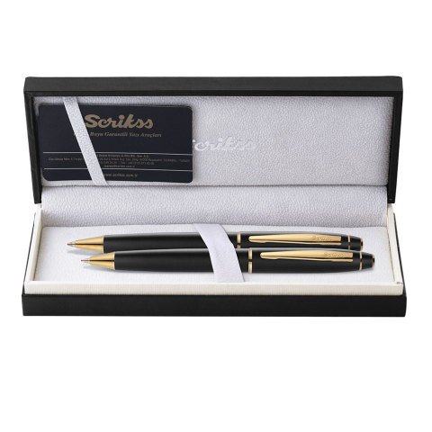 Scrikss 35 Dolmakalem + Tükenmez Tk Mat Siyah Altın