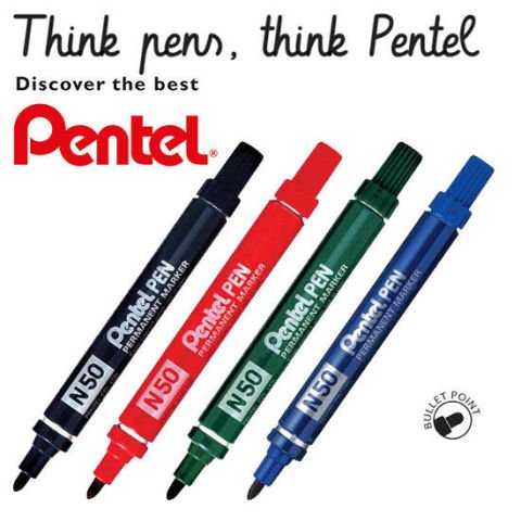 Pentel N50 Yuvarlak Uçlu Permanent Markör Kırmızı