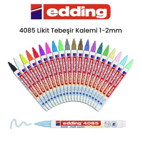 Edding 4085 Likit Tebeşir Kalemi – Siyah Yazı Tahtaları ve Cam Yüzeyler İçin Fosforlu Turuncu Renk