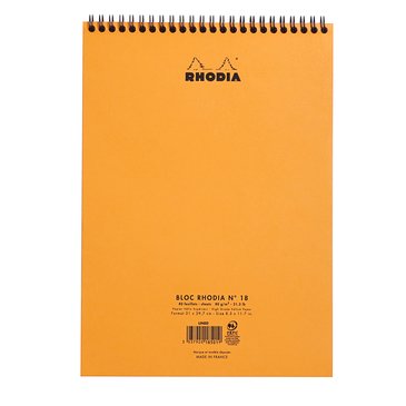 Rhodia A4 Turuncu Kapak Spiralli Çizgili Bloknot