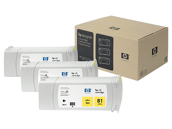 HP 81 3-pack 680-ml Yellow DesignJet Dye Ink Cartridges (C5069A)