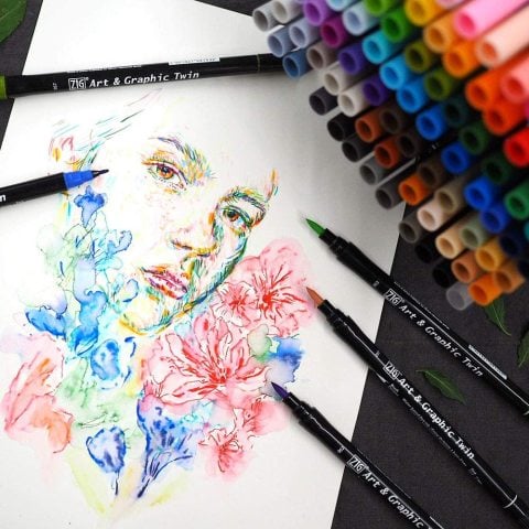 Zig Art & Graphic Twin Brush Pen Çift Uçlu Çizim Kalemi Gray Tint TUT-80 805