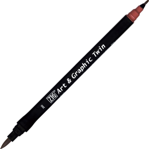 Zig Art & Graphic Twin Brush Pen Çift Uçlu Çizim Kalemi Deep Red TUT-80 260