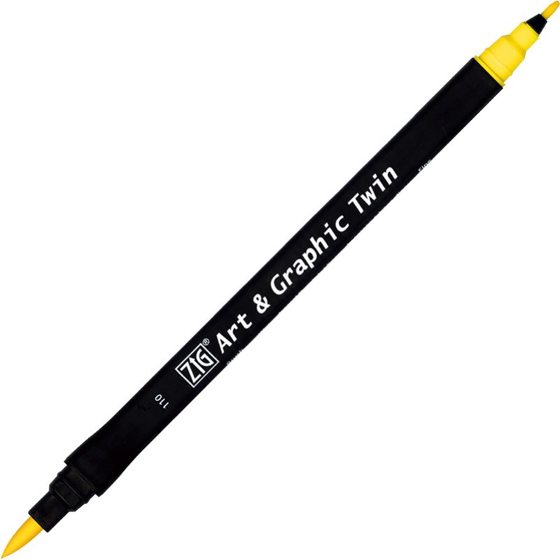 Zig Art & Graphic Twin Brush Pen Çift Uçlu Çizim Kalemi Mid Yellow TUT-80 110