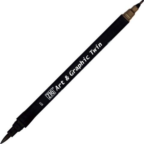 Zig Art & Graphic Twin Brush Pen Çift Uçlu Çizim Kalemi Deep Brown TUT-80 077