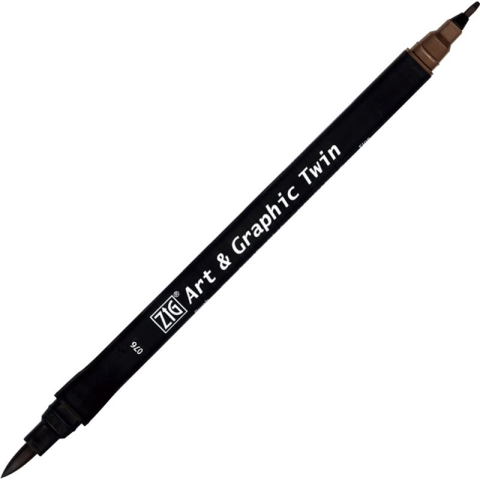 Zig Art & Graphic Twin Brush Pen Çift Uçlu Çizim Kalemi Dark Brown TUT-80 076