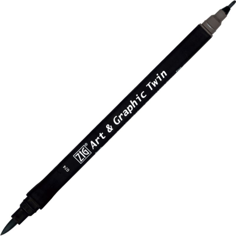 Zig Art & Graphic Twin Brush Pen Çift Uçlu Çizim Kalemi Dark Grey TUT-80 074