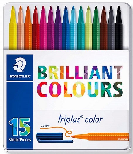 Staedtler Triplus Keçeli Kalem Seti 15 Renk Metal Kutu