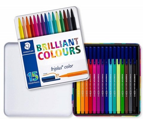 Staedtler Triplus Keçeli Kalem Seti 15 Renk Metal Kutu