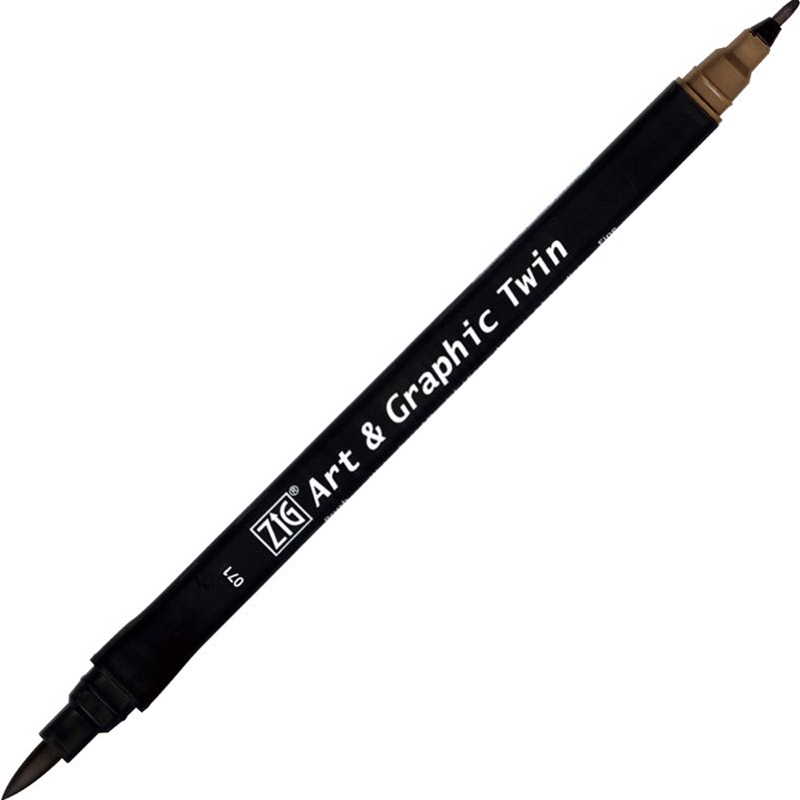 Zig Art & Graphic Twin Brush Pen Çift Uçlu Çizim Kalemi Mid Brown TUT-80 071